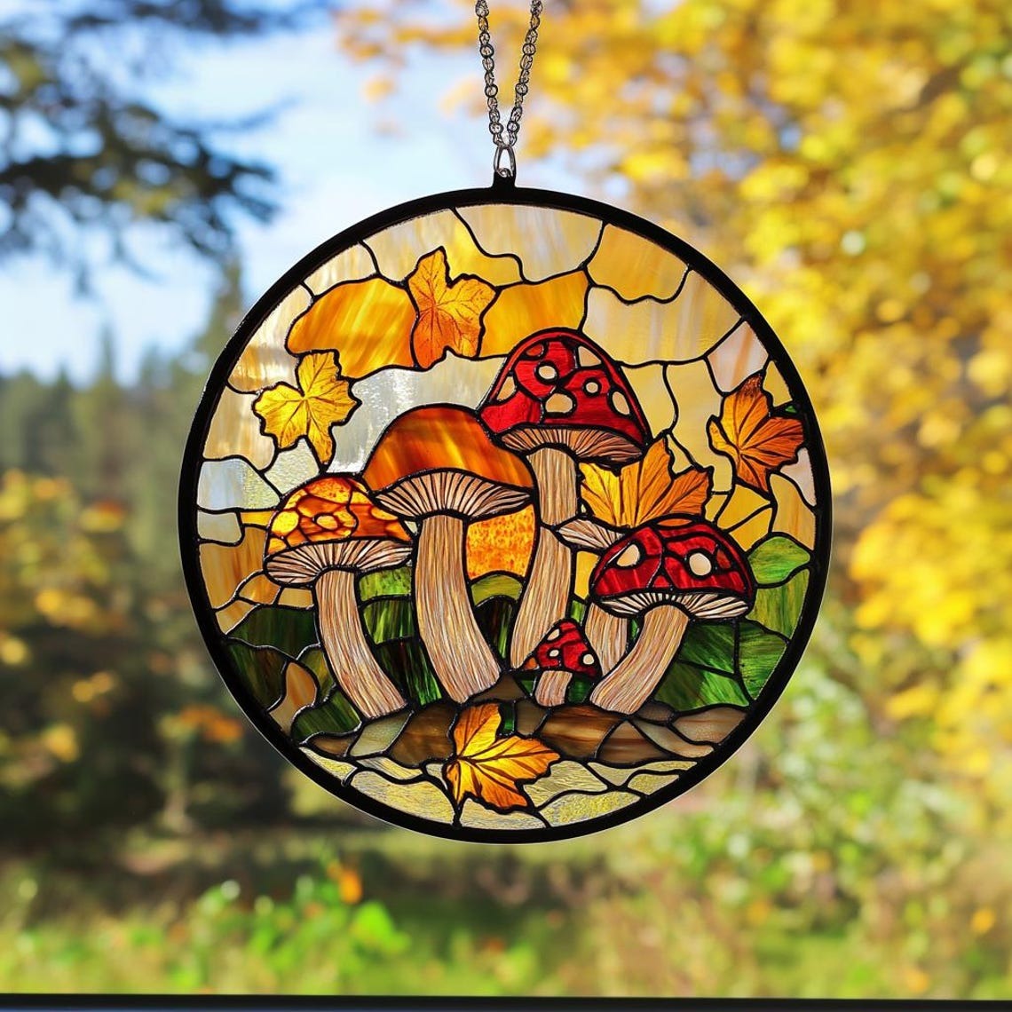 Mushroom Autumn Acrylic Suncatcher Ornament, Thanksgiving Gifts