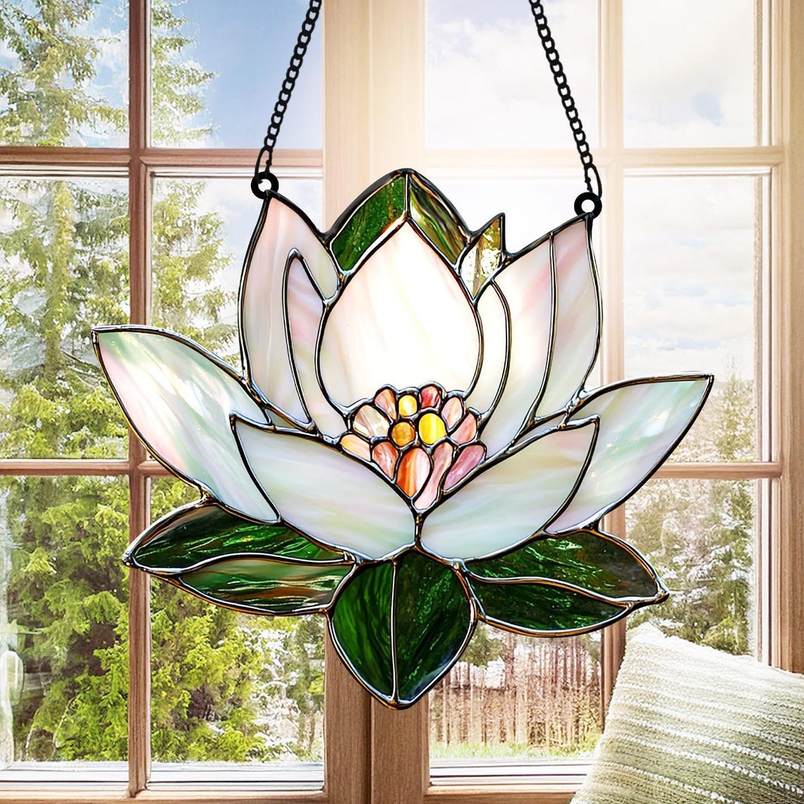 Lotus Acrylic Suncatcher Ornament, Lotus Wall Art, Home Decor