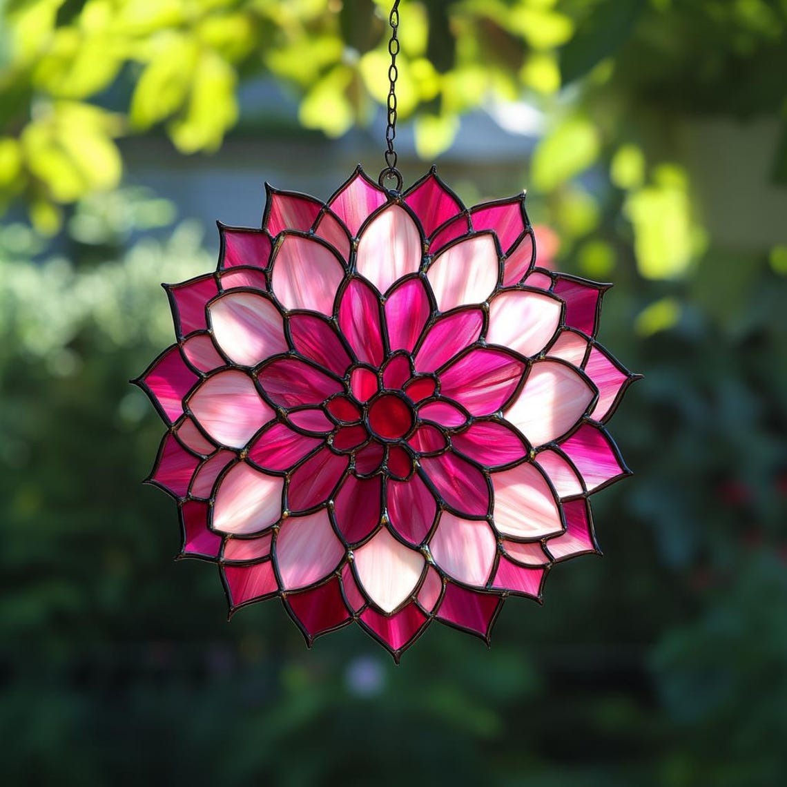 Pink Dahlia Acrylic Suncatcher Ornament, Flower Lovers Gift