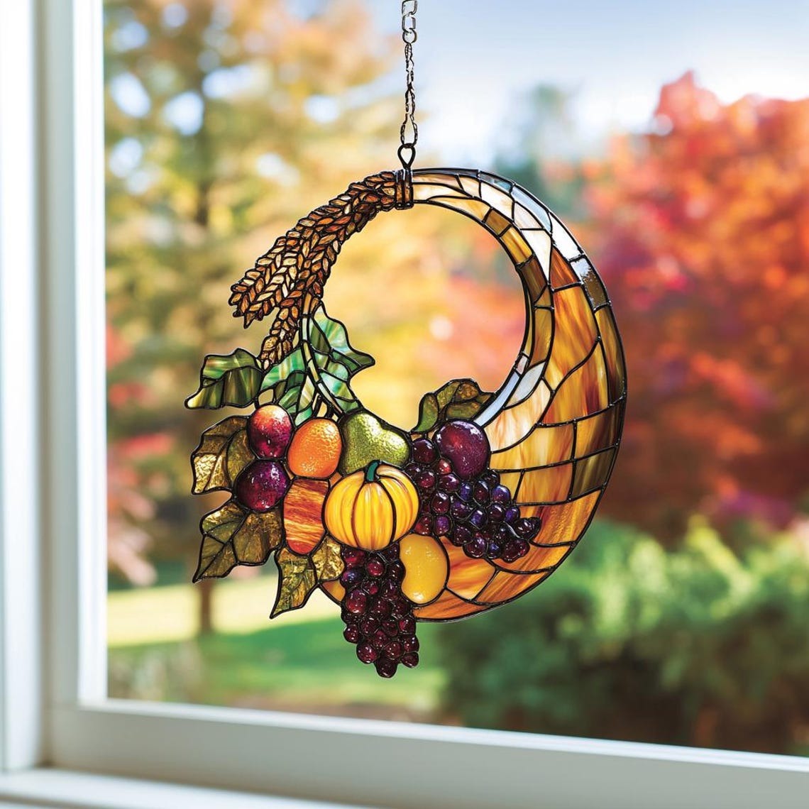 Cornucopia Vegetables Acrylic Suncatcher Ornament, Autumn Kitchen Decor