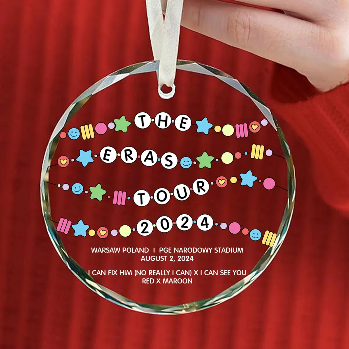 CustomFam The Eras Tour 2024 Christmas Glass Ornament, Gift For Swifties