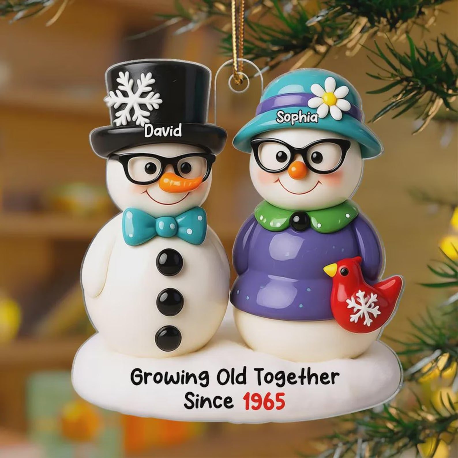 Personalized Snowman Couple Acrylic Ornament, Christmas Gift For Couple, Funny Christmas Ornament