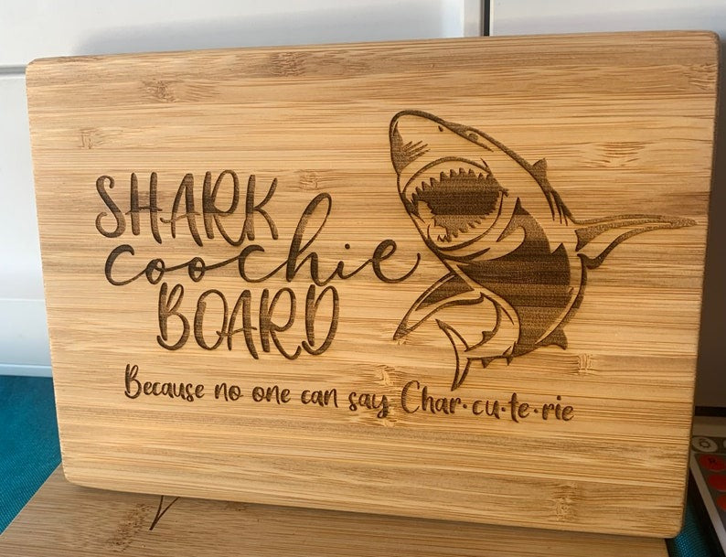 Shark Coochie Board Kitchen Sign, Laser Engraved Cutting Board