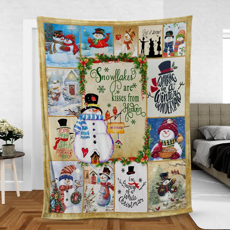 Snow Lake Are Kisses From Heaven Woven Christmas Blanket, Christmas Home Decor, Christmas Gifts