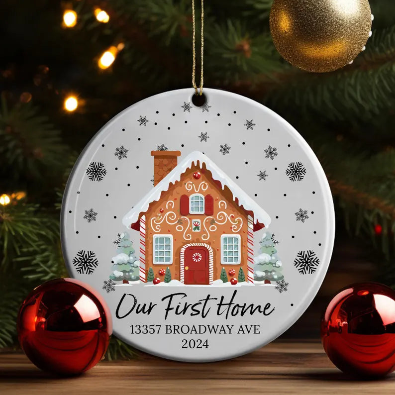 First Christmas In Our New Home Ornament, Home Address Ornament, Gift For New Home