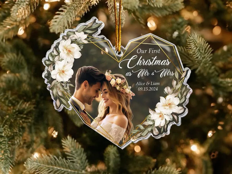 Personalized Couple Christmas Acrylic Ornament, Gift For Married Couple