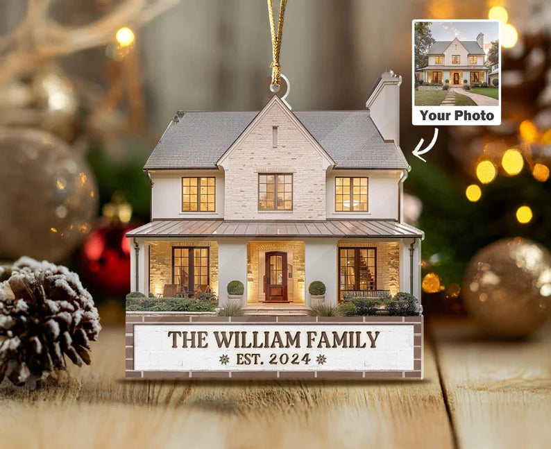 Personalized Home Photo Ornament, Housewarming Gift For Family