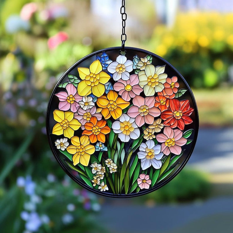 Narcissus Flower Acrylic Suncatcher Ornament, Window Decor