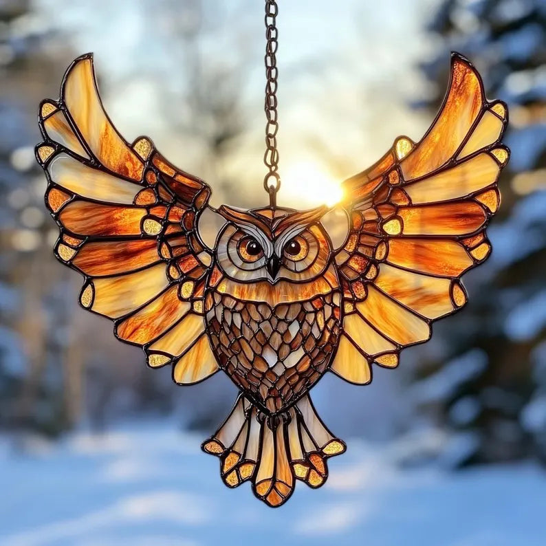 Flying Owl Acrylic Ornament, Gift For Owl Lovers, Bird Lover Gift