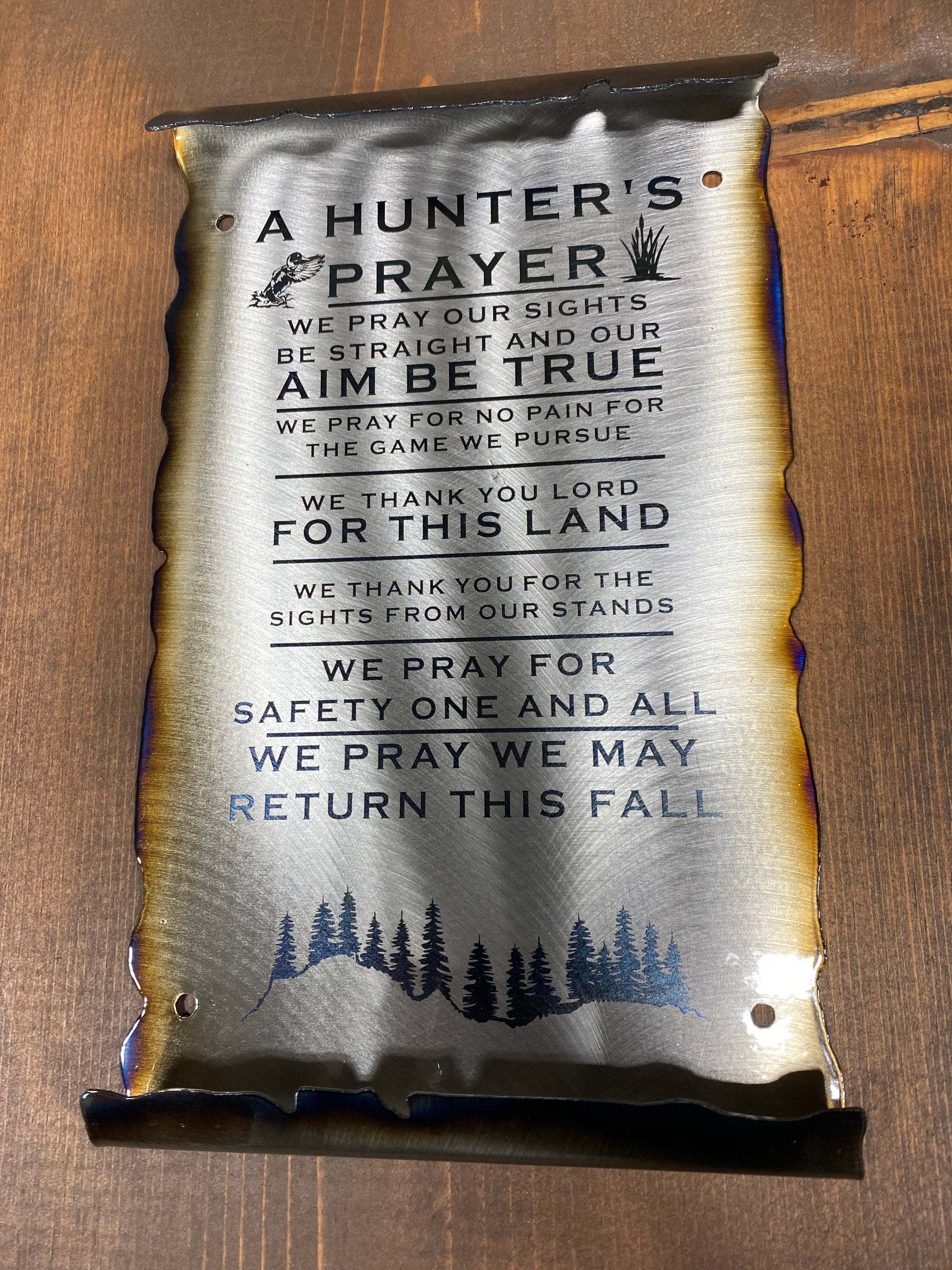 Rustic Hunters Prayer Metal Scroll Sign, Hunting Gift, Outdoorsman Gift