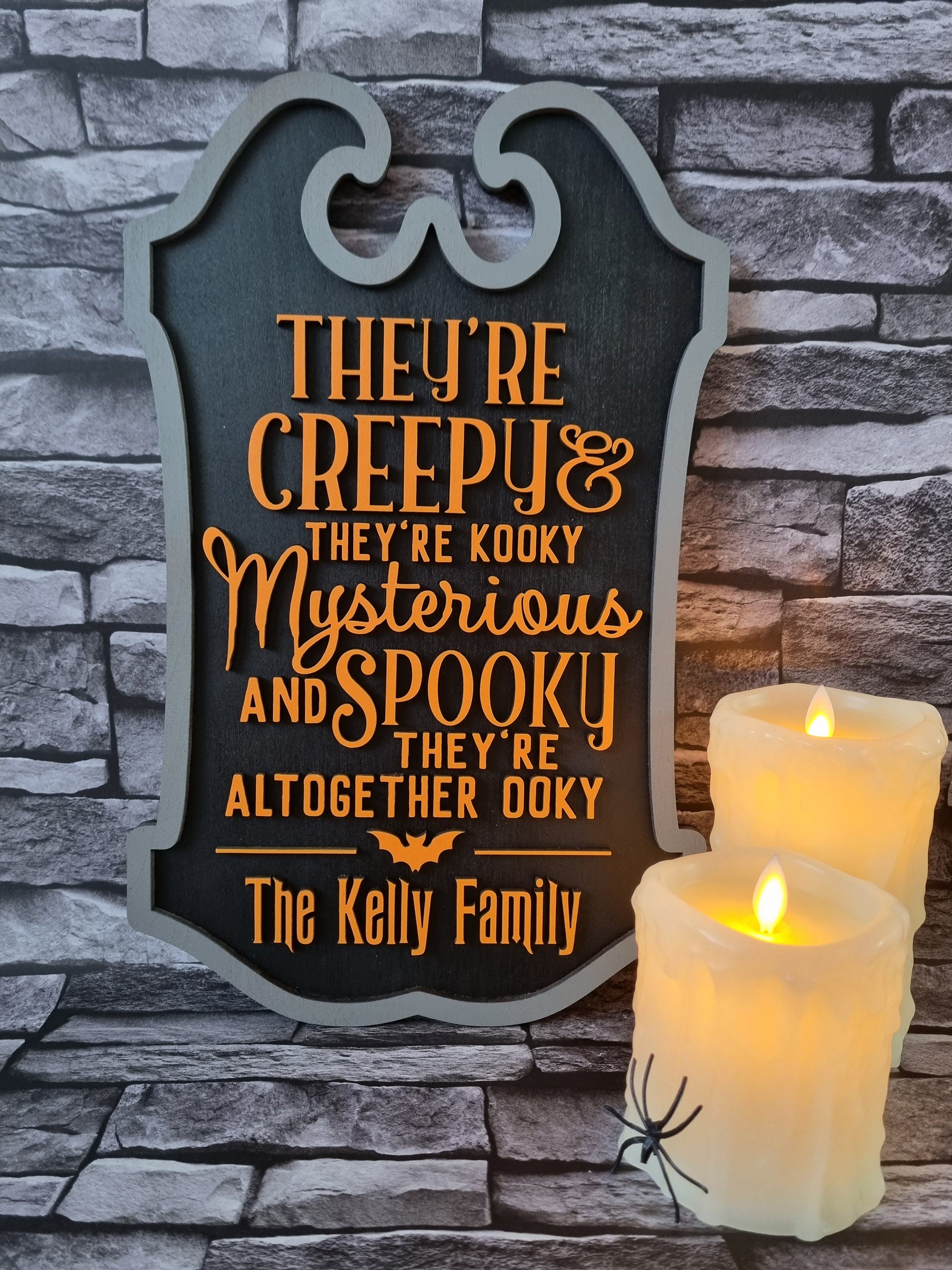 Addams Family Inspired Personalised Halloween Plaque, Spooky Halloween Decor