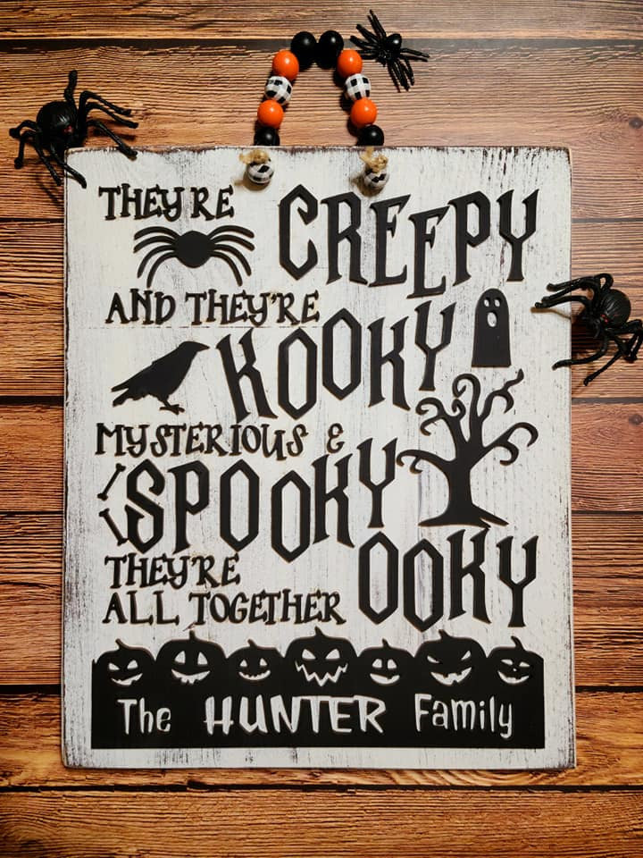 Personalized The Addams Family Halloween Wooden Sign, Halloween Wall Decor