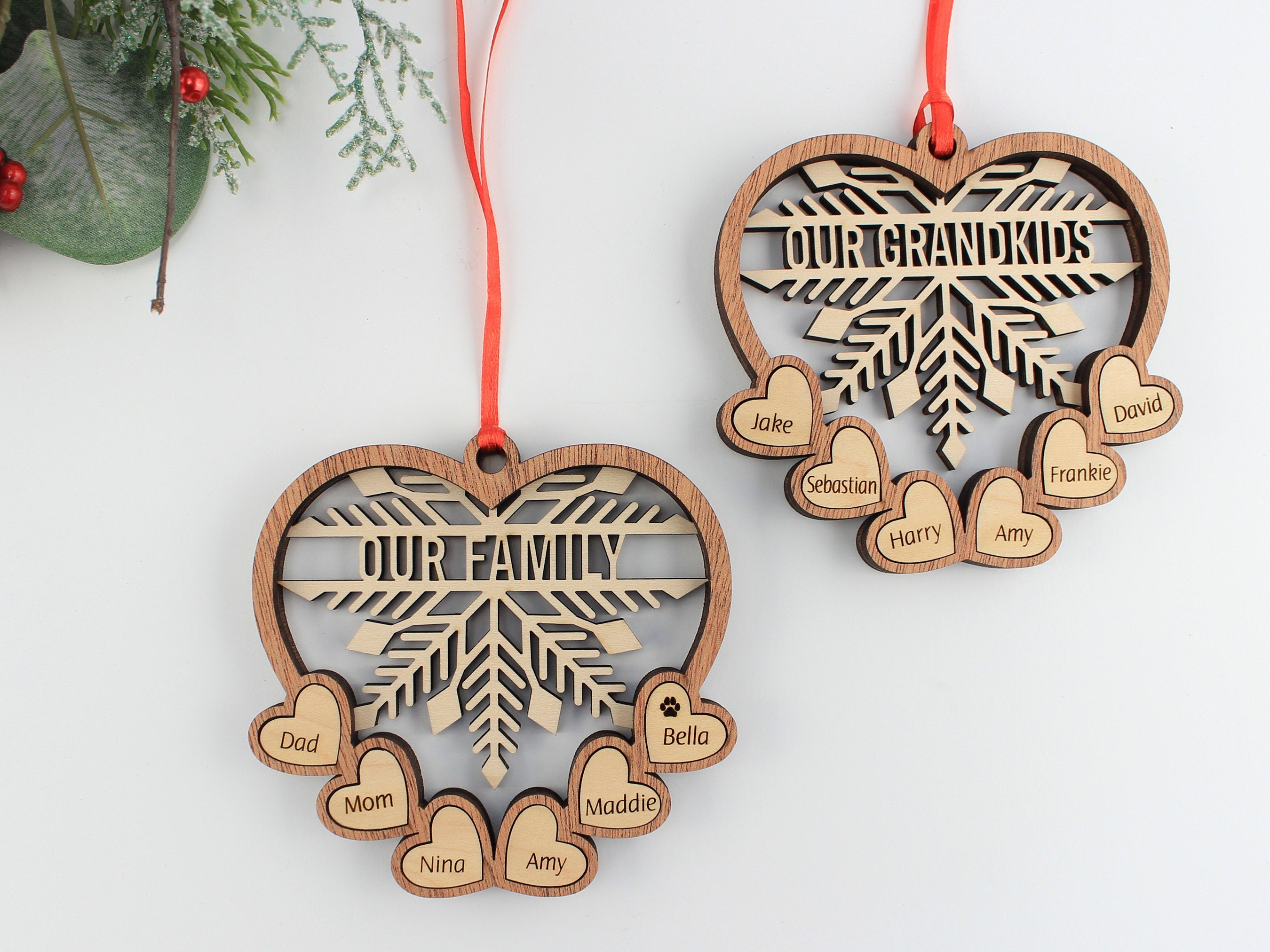 Personalized Family Christmas Ornaments, Gift For Grandparents, Christmas Tree Decor