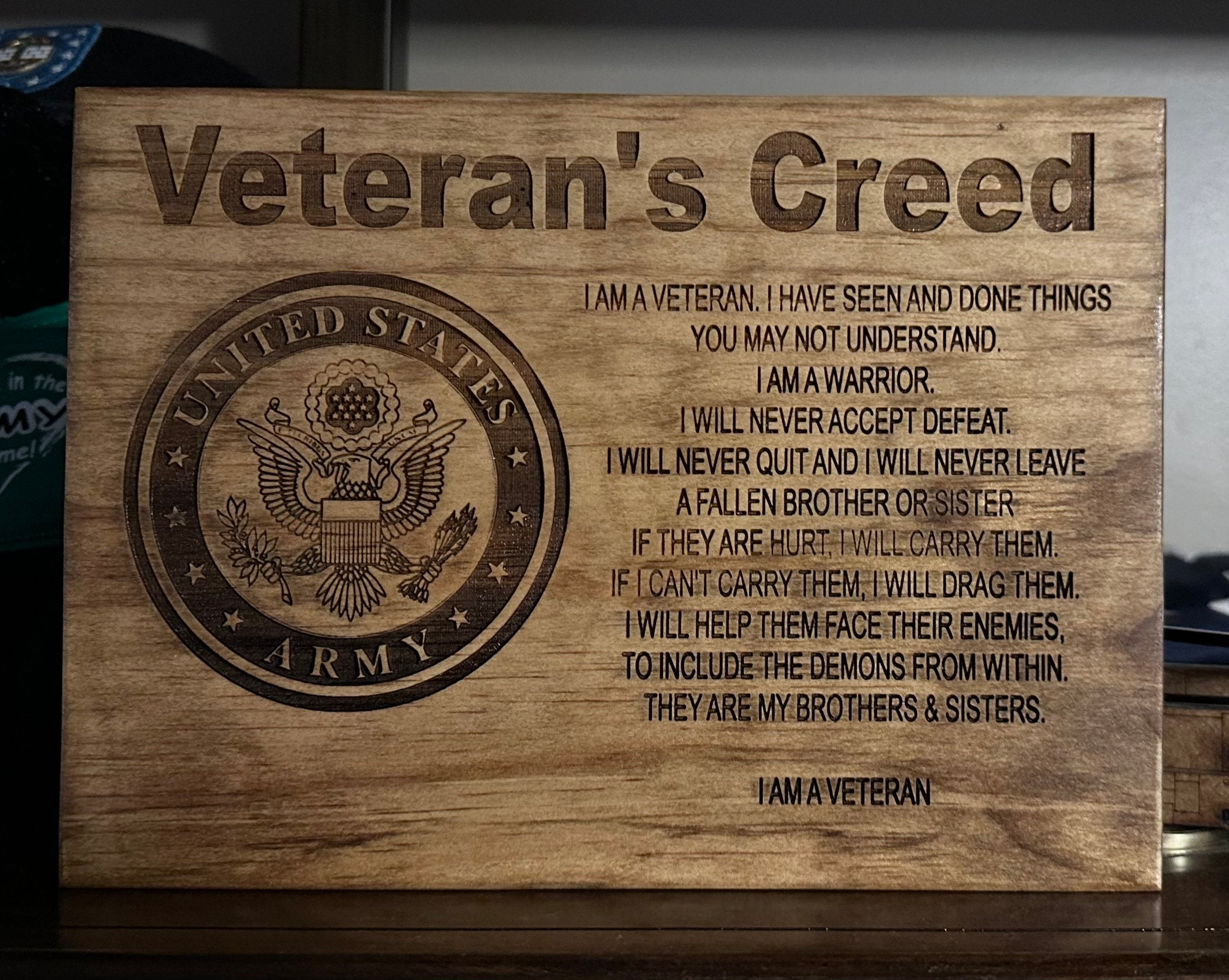 Personalized Branch Veteran Creed Plaque, Veteran's Day Gift, Gift For Dad