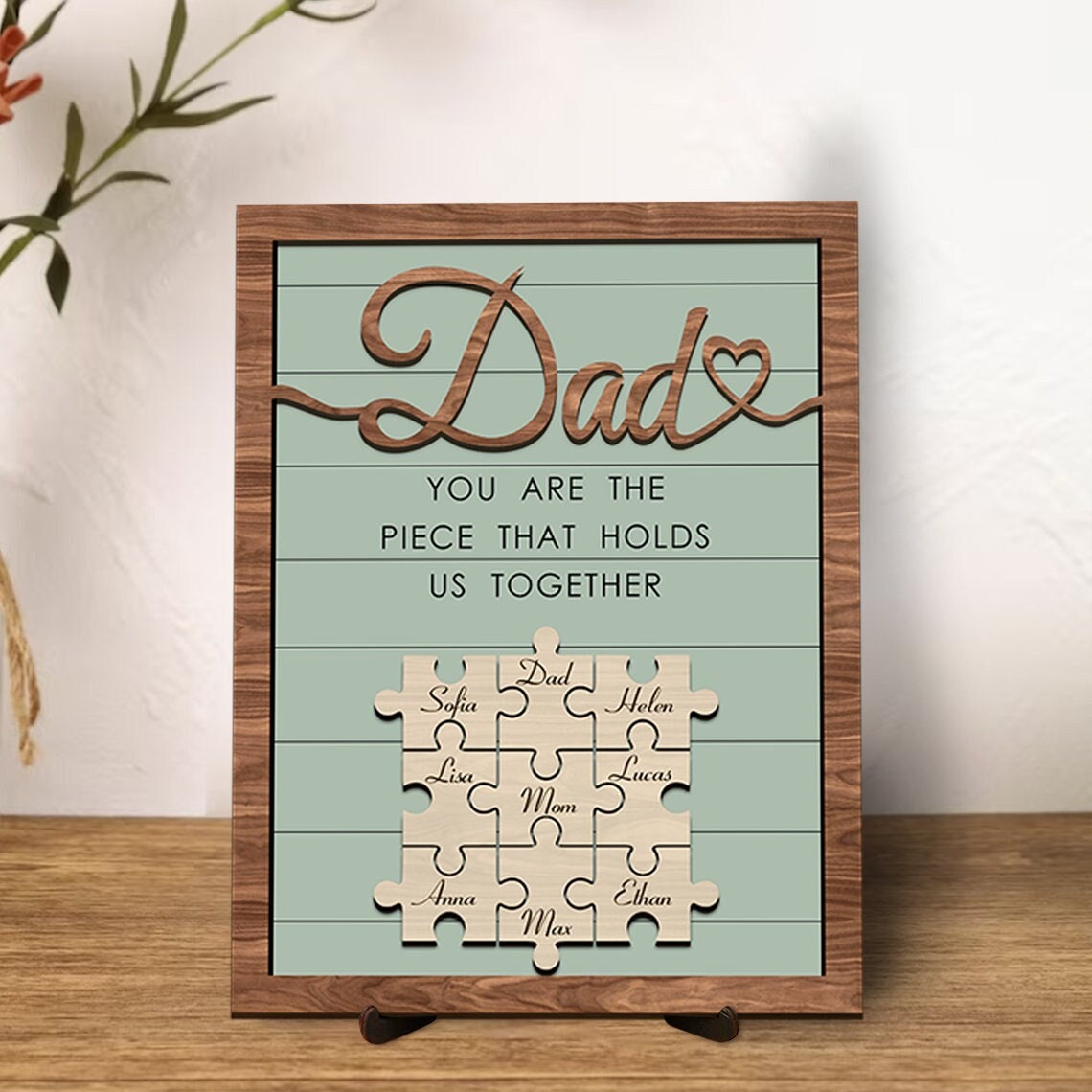 You Are The Piece That Holds Us Together Custom Dad Puzzle Wooden Sign, Gifts for Dad, Father's Day Gift