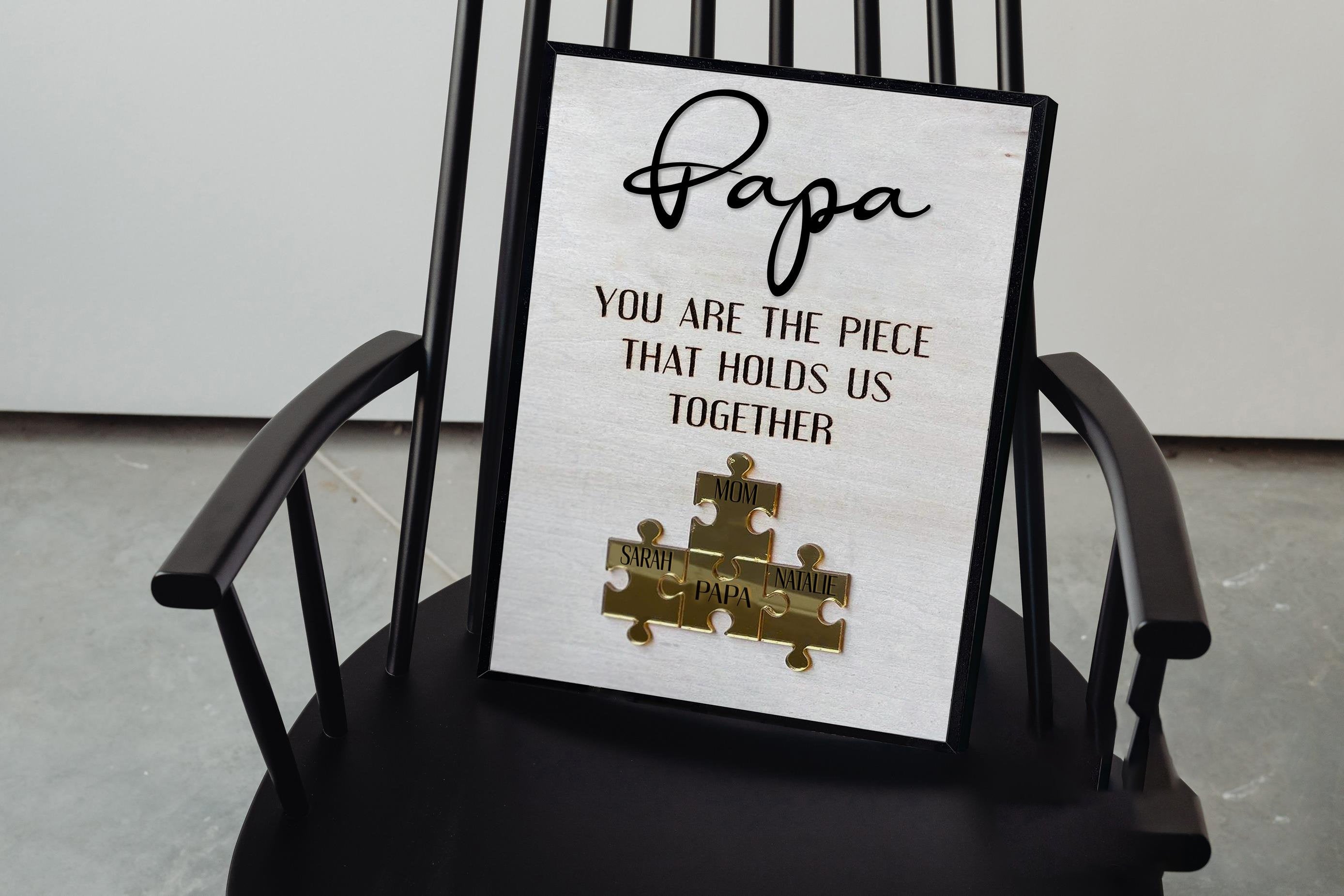 PAPA You Are The Piece That Holds Us Together 2 Layered Wooden Sign Fee Holder, Puzzle Piece Sign, Dad gift, Father's Day Gift, Gifts For Dad