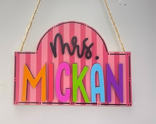 3D Personalized Wooden Teacher Door Classroom Sign, Teacher Appreciation Gifts, Back To School