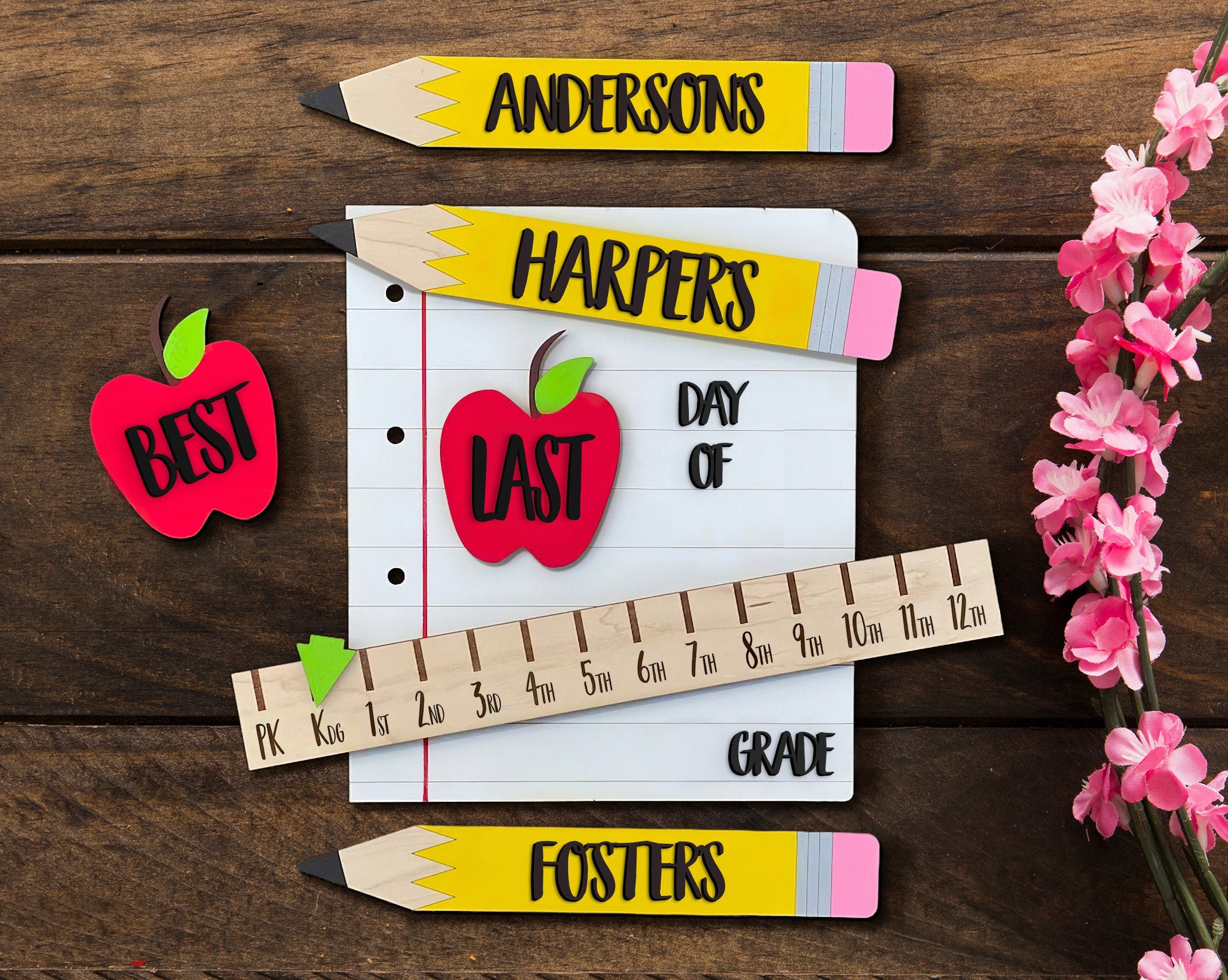 Personalized First And Last Day Sign, School Board, Back To School Gift