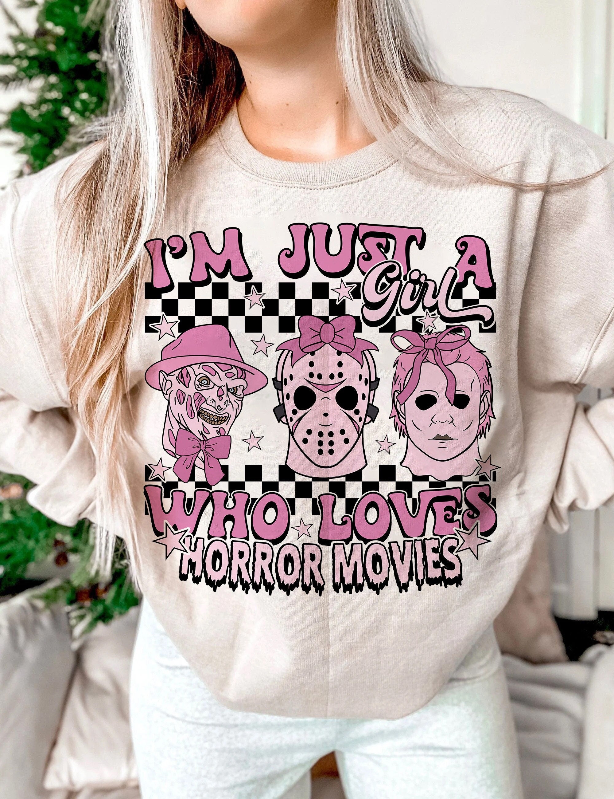 I'm Just A Girl Who Loves Horror Movies Halloween Horror T-Shirt, Scary Movie Fan Gift, Halloween Gifts