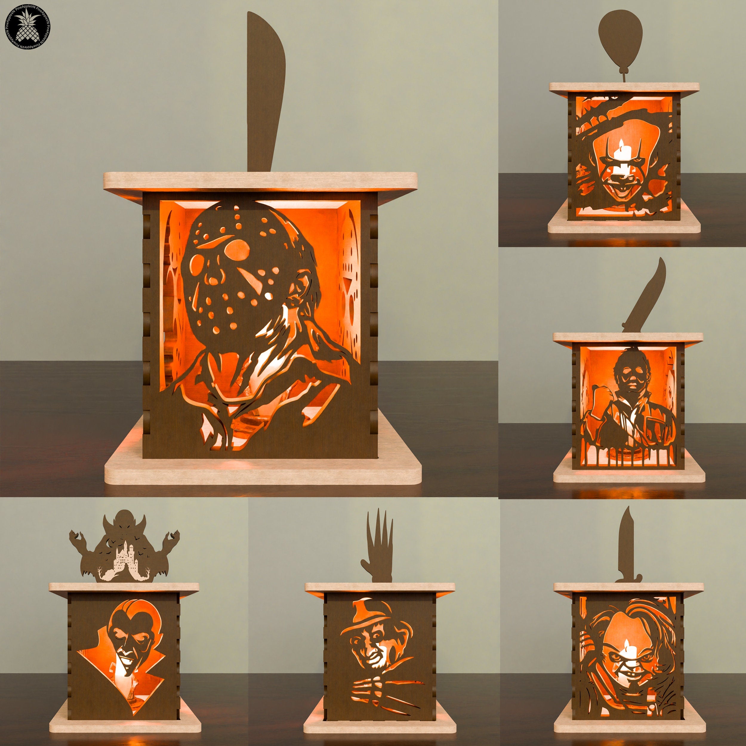 Halloween Lantern Box, Horror Characters Candle Lamp, Halloween Decor