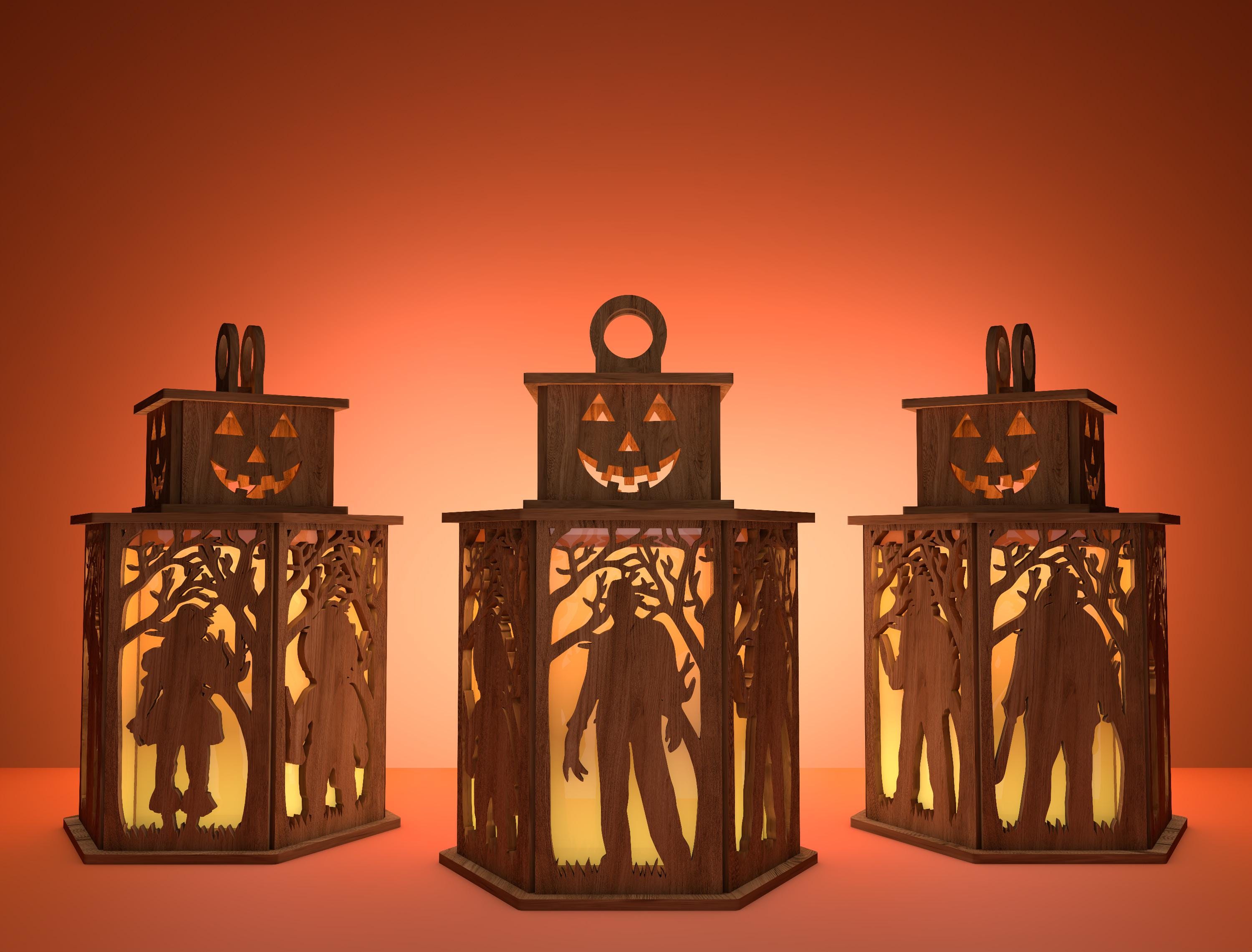 Halloween Horror Candle Lamp, Scary Character Shadow Lantern Box, Halloween Decor