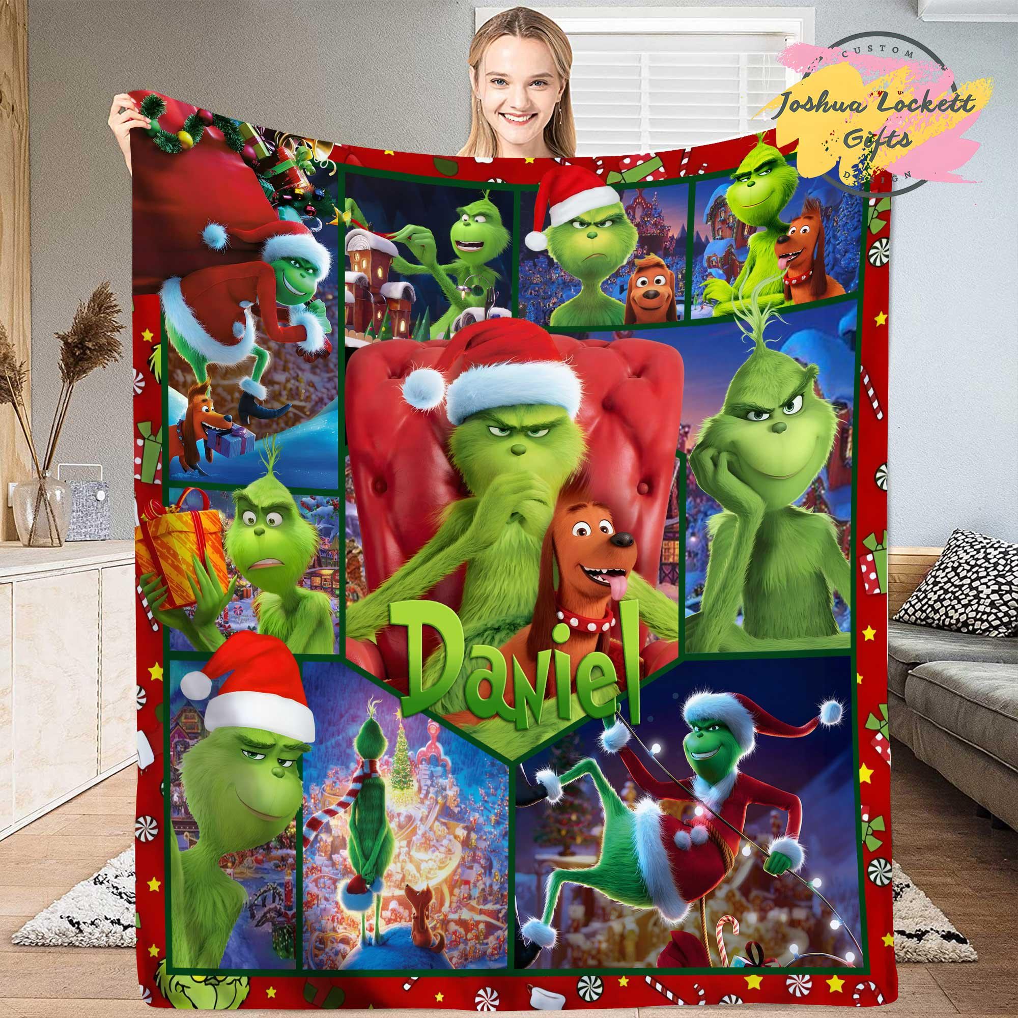 The Grinch Personalized Christmas Blanket, Merry Grinchmas, Christmas Gifts