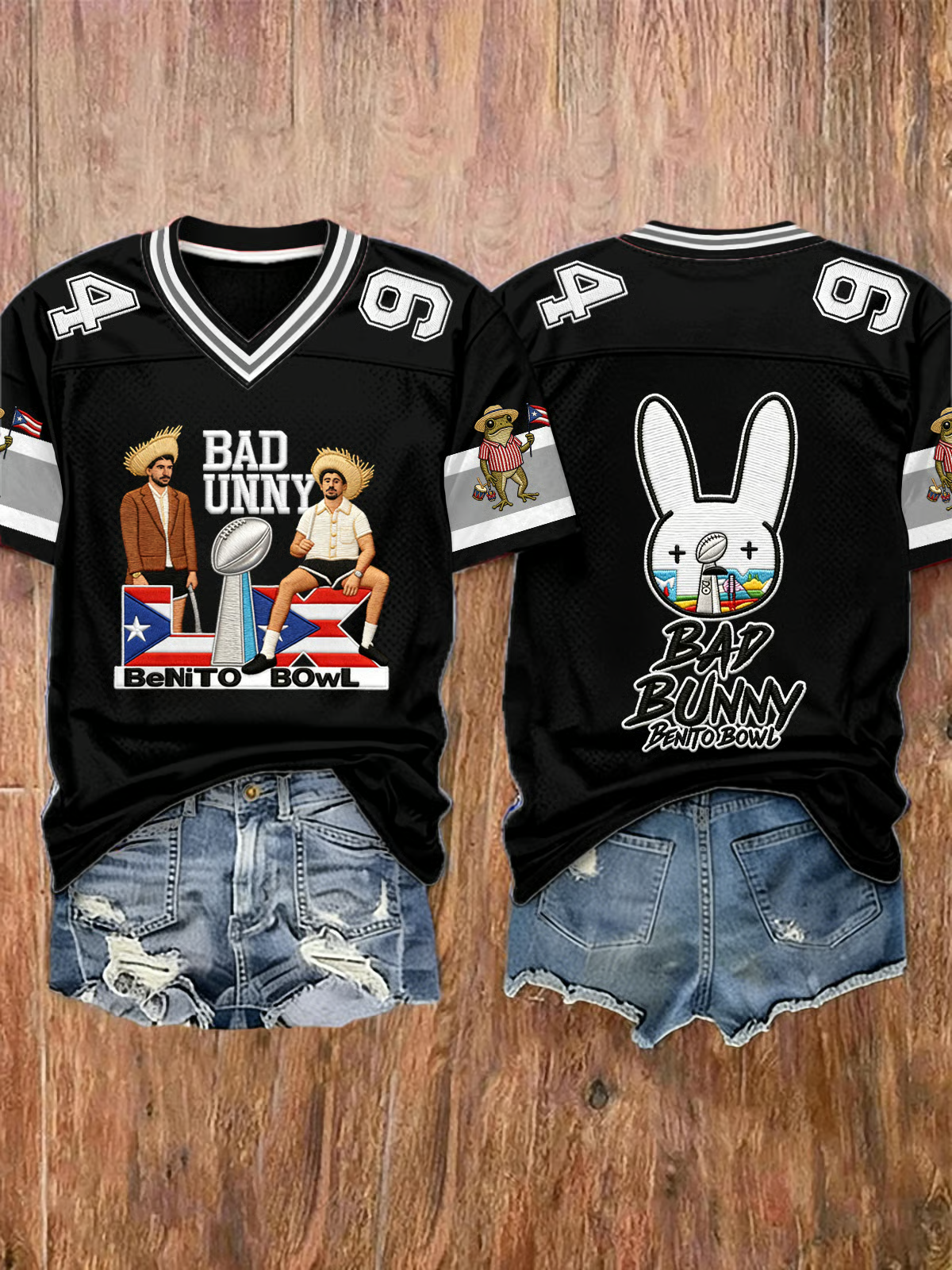 Bad Bunny 94 Benito Bowl Puerto Rico Tee, Bowl Football Vneck Shirt, LX Super Bad Game Day Bunny Shirt