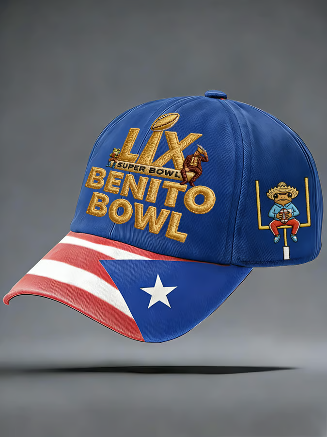 Benito Bowl 2026 Printed Hat, Bad Bunny Football Halftime Bowl 2026 Baseball Hat Cap, Presents For Football Fans