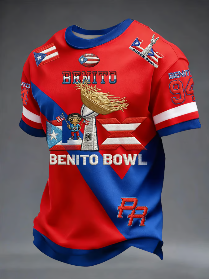 Here For The Benito Bowl LX 2026 Shirt, Bad Bunny Football Tee With Puerto Rico Flag, Bunny Bowl Football Tee
