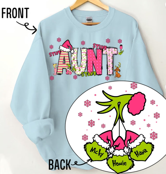 Aunt Kids Nick Name Custom Christmas Sweatshirt, Custom Kids Family Sweatshirt, Christmas Gift For Grandma