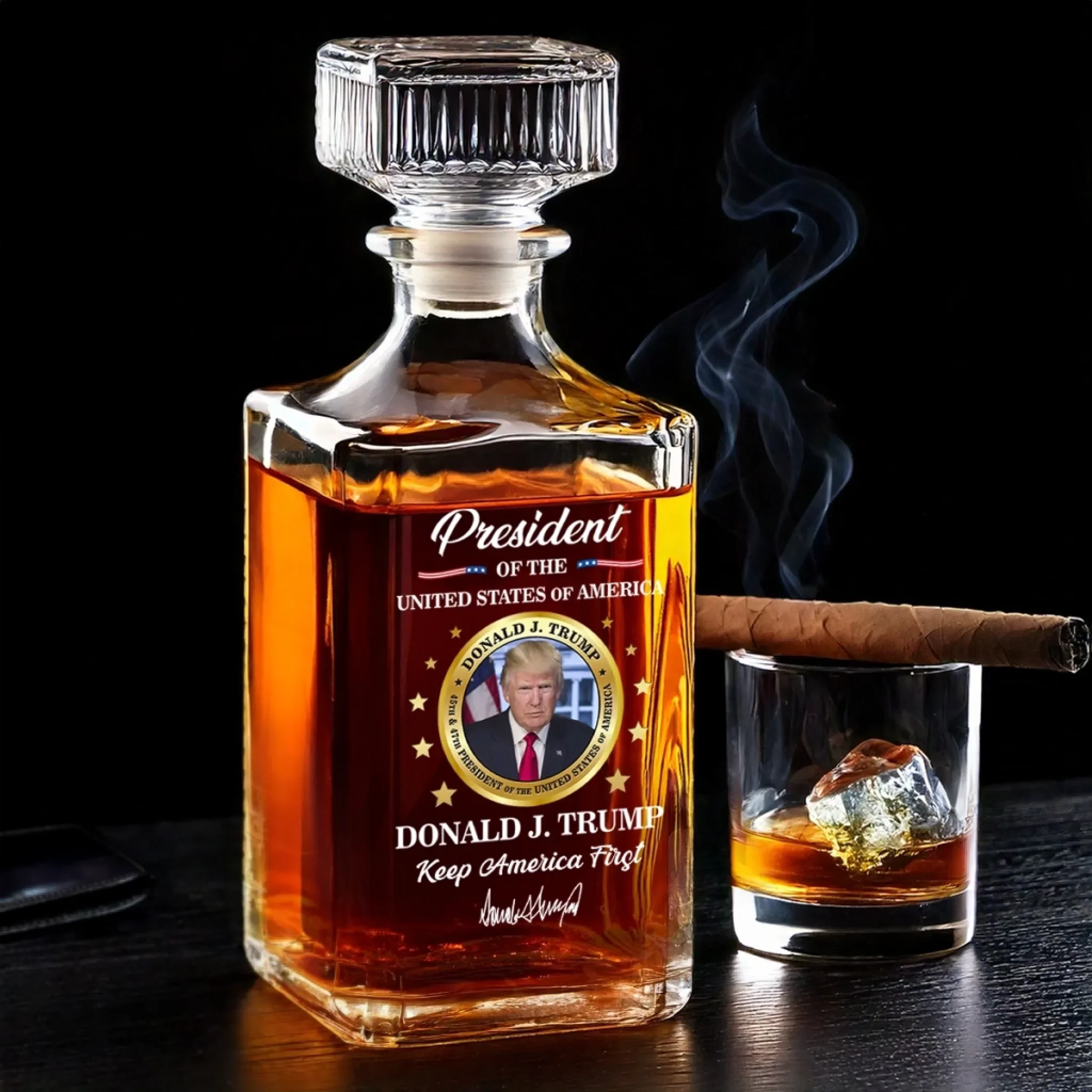 Designed For Heroes Glass Whiskey Decanter Set American Glassware Wine Glasses Set