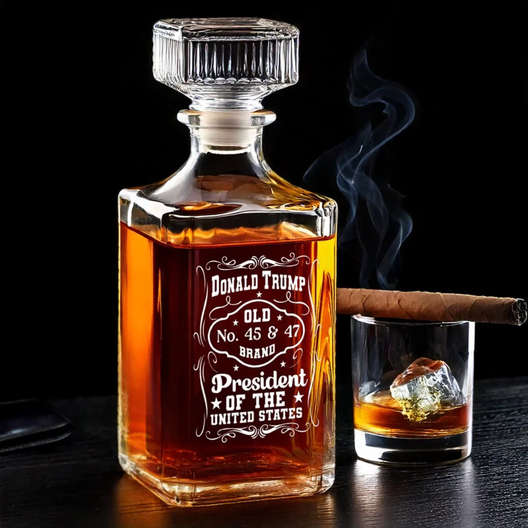 True Grit, Zero Compromise Whiskey Decanter Set American Glassware Wine Glasses Set