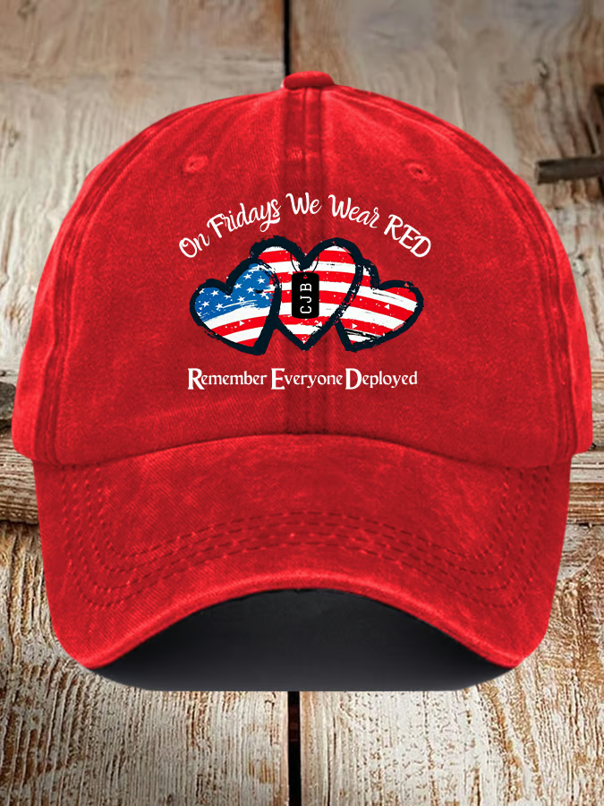 On Fridays We Wear RED Printed Cap, 4th Of July 250th Anniversary Veterans Honor Patriotic Hat