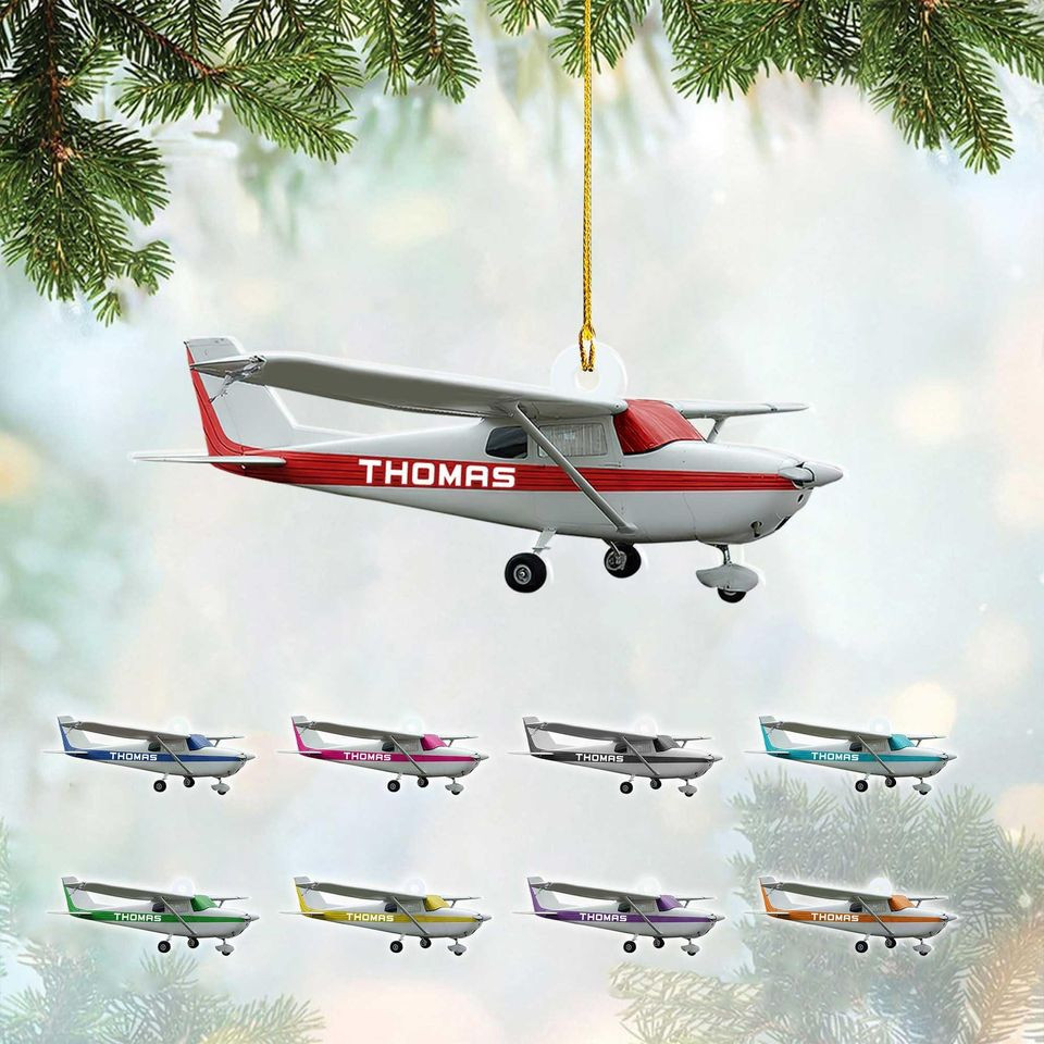 Personalized Airplane Ornament Gift for Pilots & Travelers Custom Name Acrylic Ornament, Xmas Decor