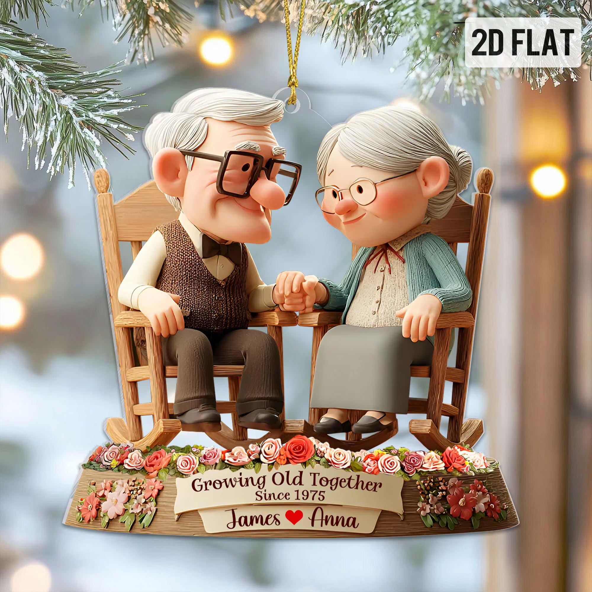 Growing Old Together Acrylic Ornament, Couple Anniversary Christmas Gifts For Parents, Couple Xmas Gift