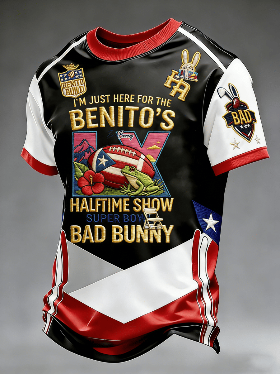 Here For Benito Bowl Halftime Show Shirt, Bad Bunny Football Tee, LX Super Bad Game Day Bunny Shirt