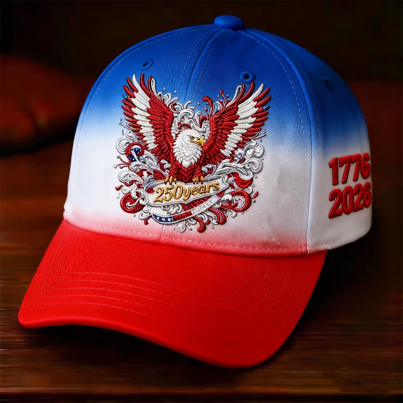 Unisex Casual Print American Birthday Patriotic Gradient Hat, United States Of America 1776-2026 250th Anniversary Classic Cap