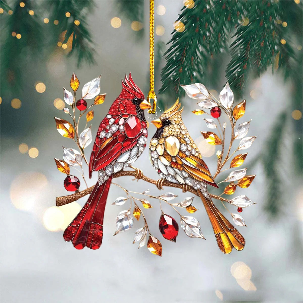 Couple Cardinal Acrylic Ornament, Cardinal Memorial Ornament, Memorial Christmas Ornaments, Remembrance Ornament