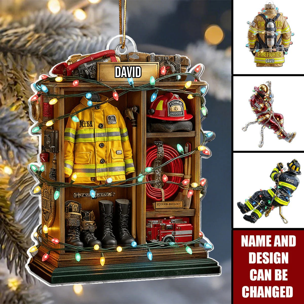 Proud Firefighter Acrylic Ornament, Christmas Gift For Fire Fighter, Christmas Decor