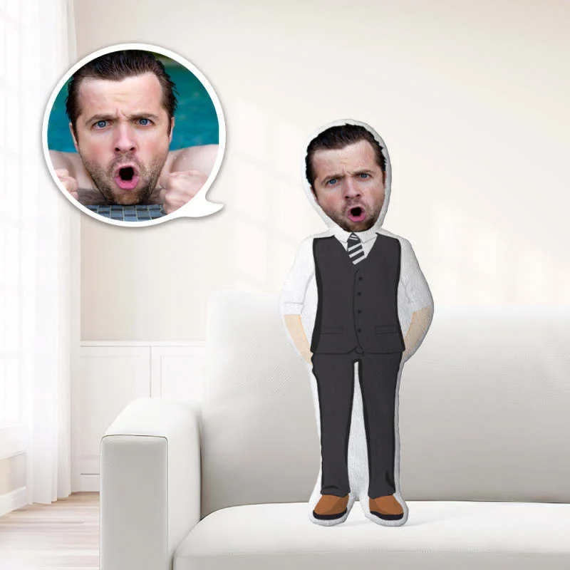 Custom Face Workwear For Men Mini Me Pillow, Funny Throw Pillow, Body Pillow With Face, Personalized Valentines Gift