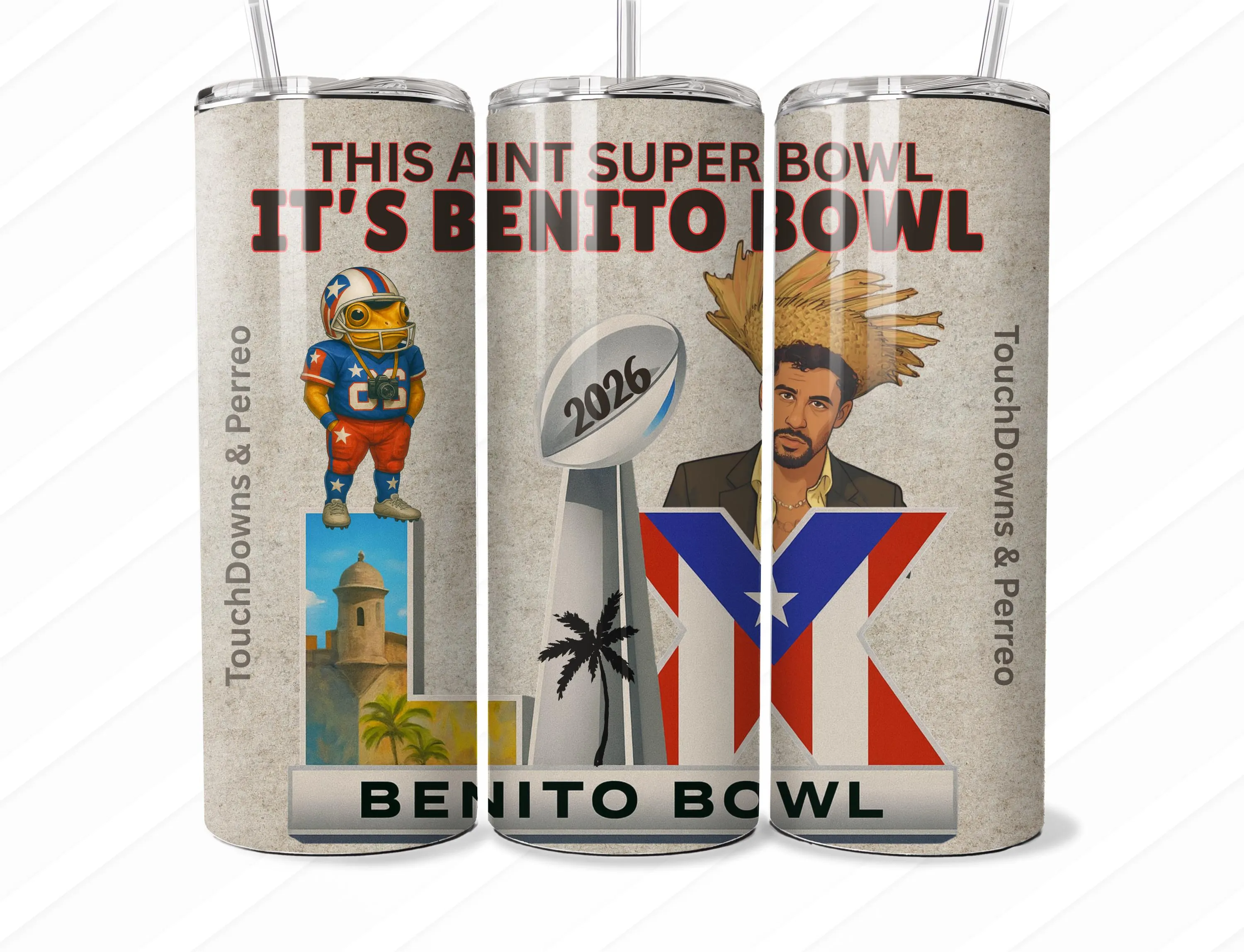 Bad Bunny The Big Game 2026 Benito Concert Game Day Skinny 20oz Tumblers, Stainless Steel Tumbler