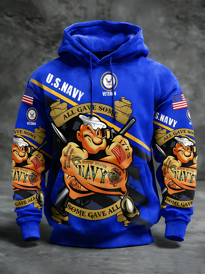 Men's Winter Distressed US Navy 250th Anniversary Hoodie, Pullover Hoodie 4th Of July Gift