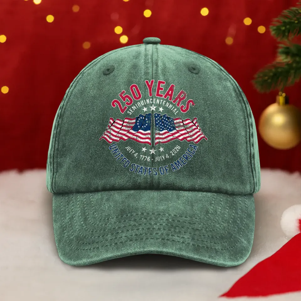 American 250 Years Semiquincentennial Washed Denim Baseball Cap, American Patriotic Gift