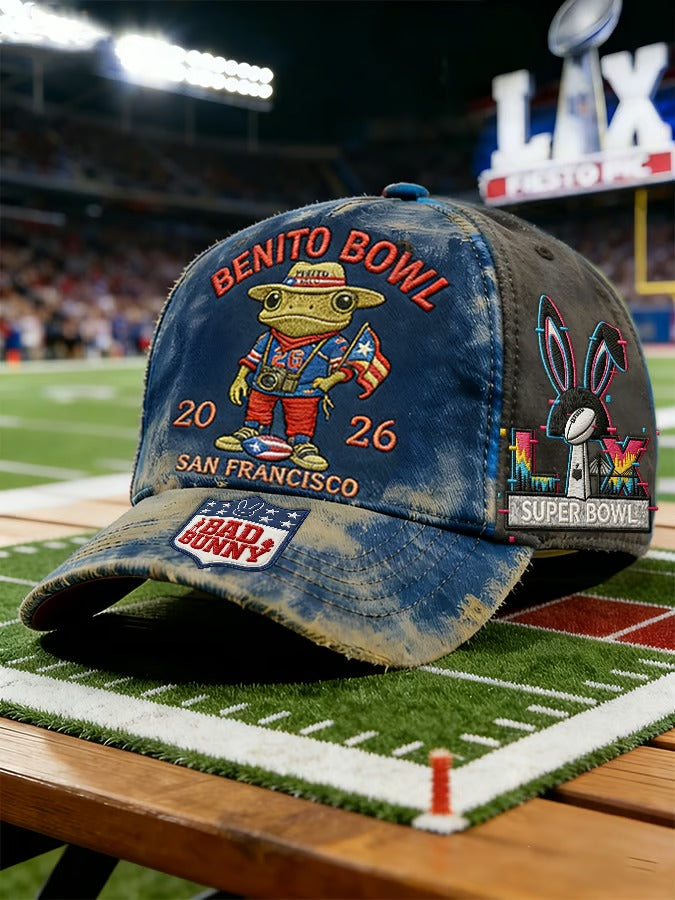 Fun Frog Music Lover Black Baseball Cap, LX The Benito Bowl Bad Bunny Printed Cap, Game Day Mens Dad Cap