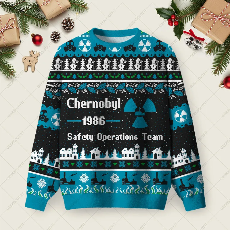 Chernobyl 1986 Blue Vintage Ugly Sweater, Ugly Xmas Sweater, Christmas Ugly Sweatshirt