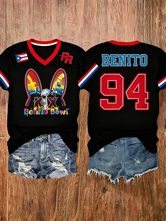 Benito Bowl Shirt, Bad Bunny Football Tee With Puerto Rico Flag Bad Bunny Gift