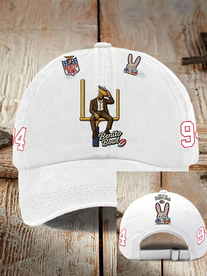 Benito Bowl Puerto Rico Flag Half Time Party Show White Hat Benito Bowl 2026 Baseball Hat Cap