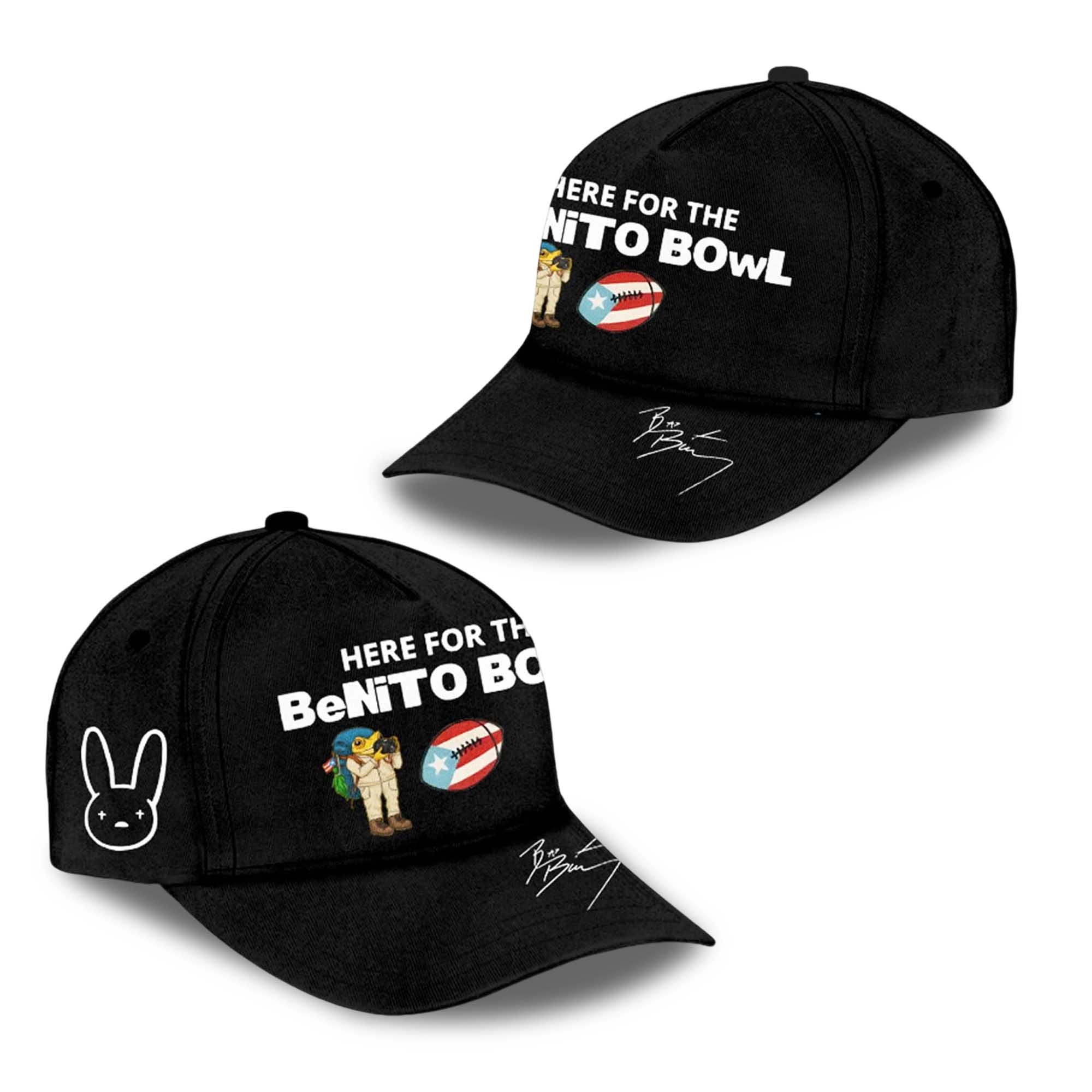 Bad Bunny Here For The Benito Bowl The Best Half Time Game Day Cap 2026 Hat  Mens Dad Cap