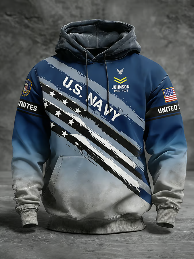 Custom US Navy 250th Hoodie Patriotic Apparel, Pullover Hoodie 4th Of July Gift