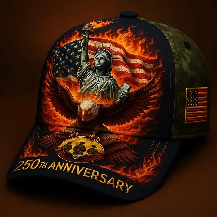 Liberty Eagle American Flag United States 250th Anniversary Printed Hat, Patriotic Hat, Classic Cap
